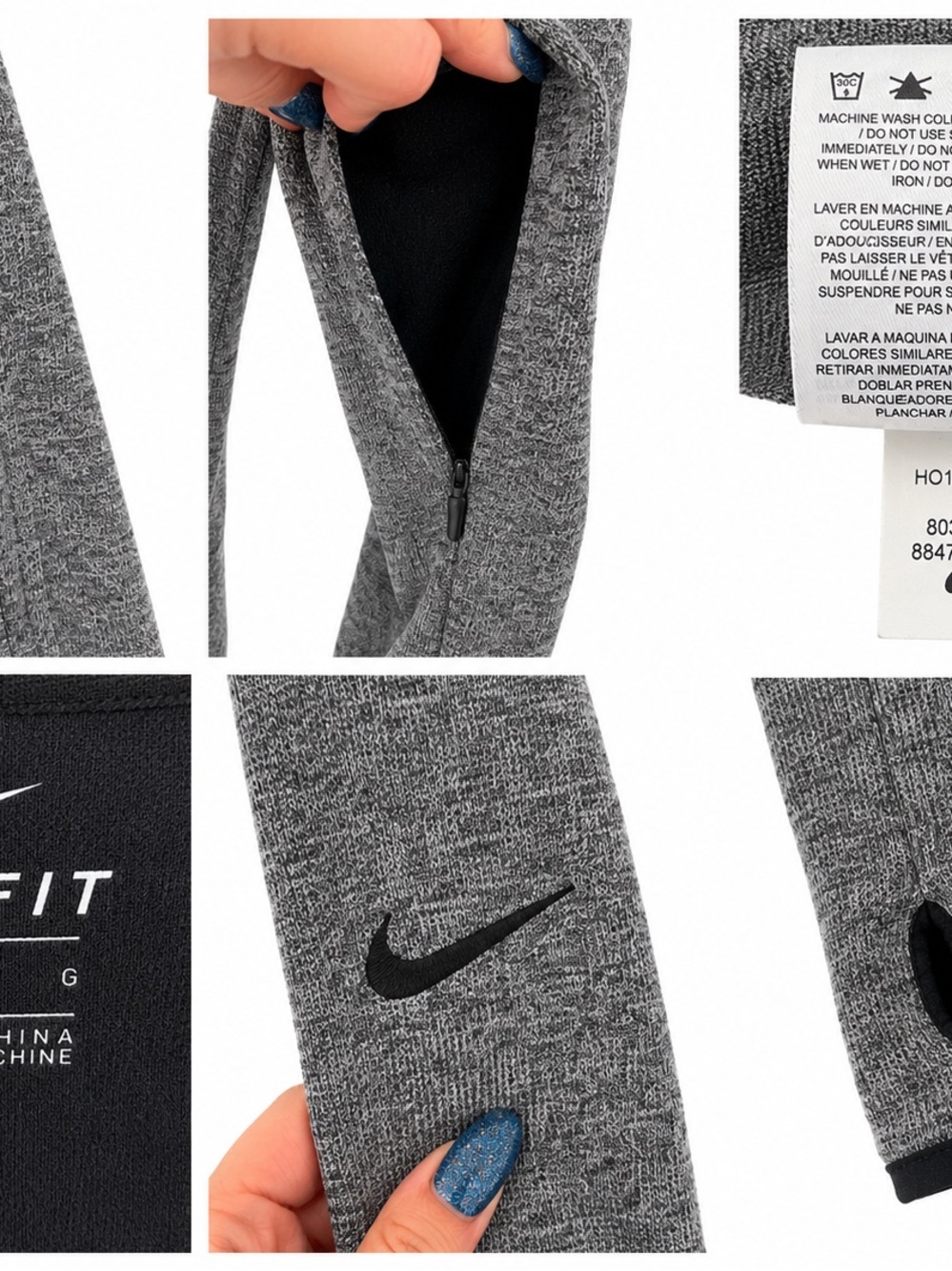 Nike Dri-FIT Hoodie Women’s Large Gray Cowl Neck Thumbhole Pullover Athletic Ath - Picture 3 of 3